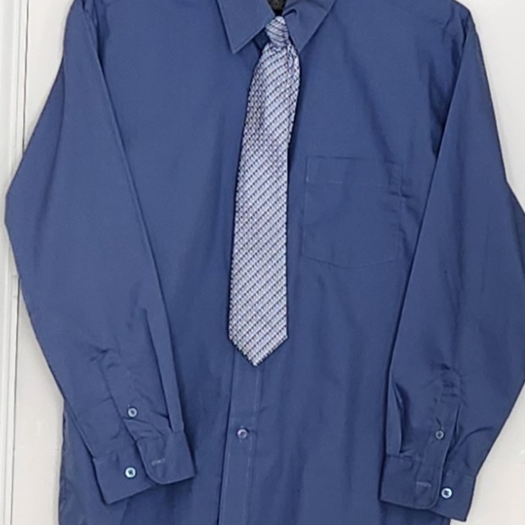 Blue Boys Cool Formal Wear Dark Blue Jacket Set with Contrast Shirt & Necktie - Picture 2 of 5
